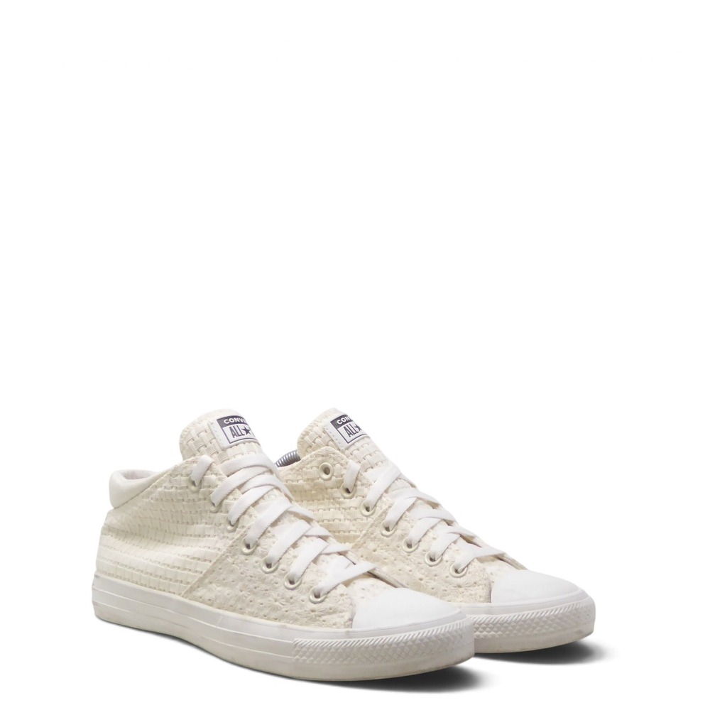 Converse Womens Madison Mid Crochet Sneaker White Woven Eyelet Size 10